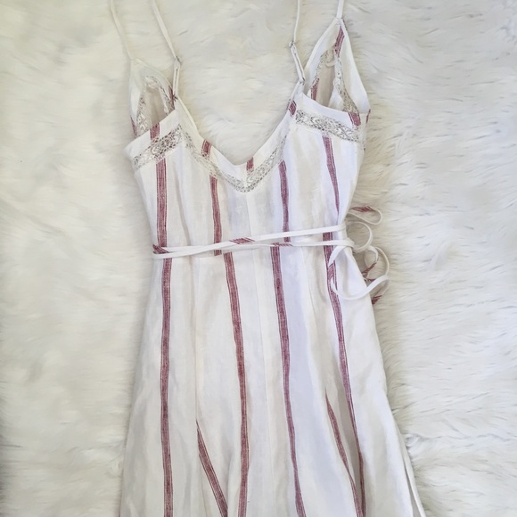 Reformation White and Red Striped Maxi Wrap Dress - Picture 7 of 8